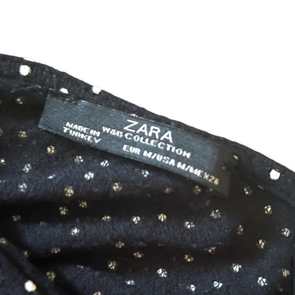 Zara WB Collection Black Polka Dot Sheer Scoop Neck Long Sleeve Stretchy Top - Picture 7 of 8